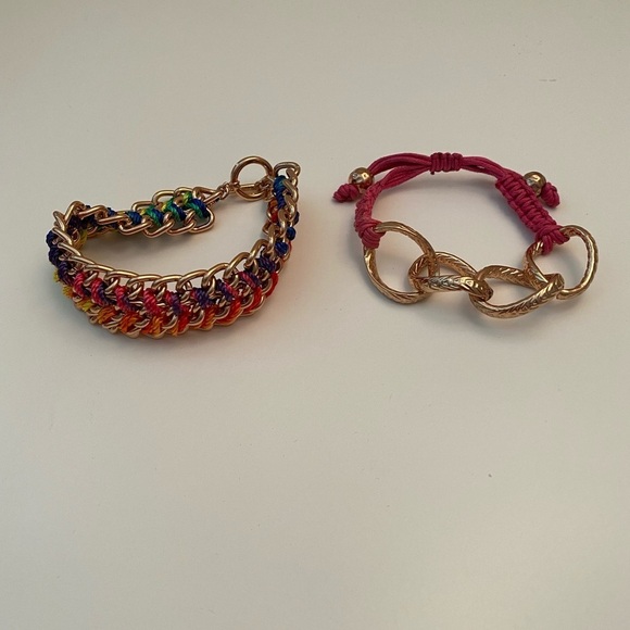 Gold And Rainbow Chain Link Bracelet Set. - Picture 1 of 7